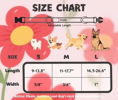 Miniatura 6 de Tunkoo Pink Daisy - Collar para perro, lindo collar ajustable de algodón de alta calidad, hebilla de plástico duradero para niños pequeños, medianos