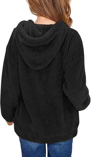 Miniatura 2 de Haloumoning Sudadera con capucha de forro polar mullido para niñas de 4 a 15 años