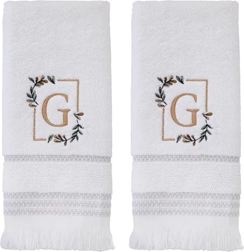 Miniatura 34 de SKL Home Toalla de baño casual con monograma, S, 28 x 54 pulgadas, color blanco