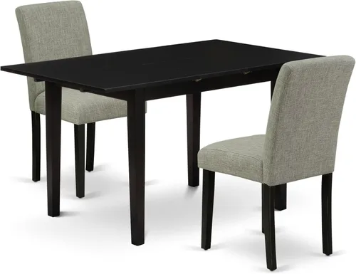 Miniatura 18 de East West Furniture NOAB5-BLK-06 - Juego de comedor de 5 piezas que incluye una mesa de comedor rectangular con hoja de mariposa y 4 sillas Parson