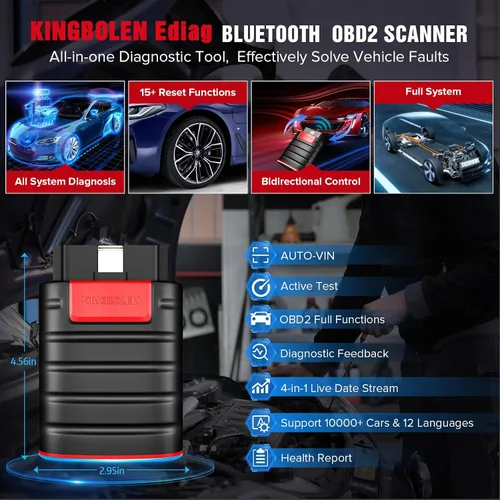 Miniatura 4 de KINGBOLEN Ediag OBD2 escáner Bluetooth, herramienta de diagnóstico bidireccional para todo el sistema para iOS y Android, prueba activa, más de 15