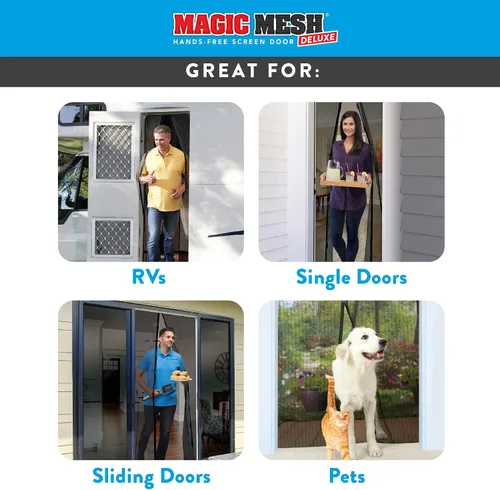 Miniatura 7 de Magic Mesh Deluxe, Negro Puerta mosquitera magnética, resistente, cierre magnético, red para puerta, pantalla para patio, pantalla para puerta