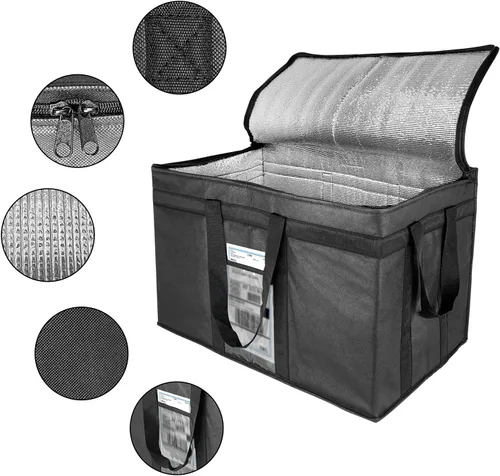Miniatura 2 de Yalin XXXL - Bolsa térmica grande con aislamiento, enfriador de espuma de poliestireno para mantener los alimentos calientes o fríos, bolsa Negro