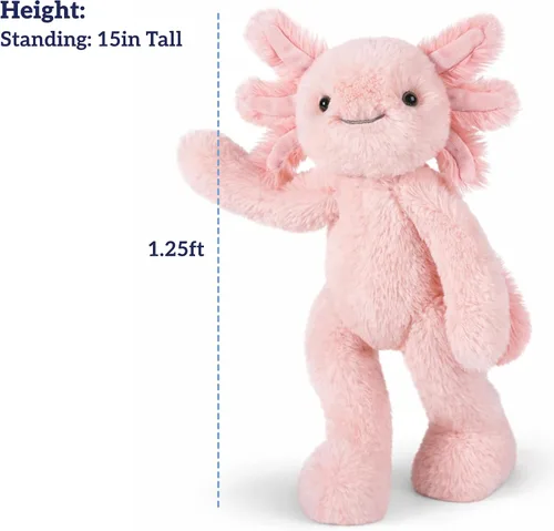 Miniatura 8 de Vermont Teddy Bear Peluche de Axolotl – Juguetes de Animales de Peluche Axolotl Rosa de 15 Pulgadas, Peluche Ultra Suave y Tierno, Juguete de Regalo