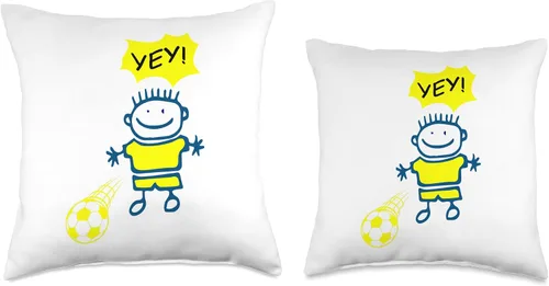 Miniatura 3 de Niño juega fútbol con pelota, Yey! Throw Pillow