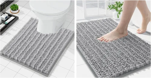 Arotive Tapetes de baño de felpilla y tapetes para inodoro en forma de U, tamaño de alfombra de baño 30 x 20 pulgadas y alfombras de inodoro de 24 x