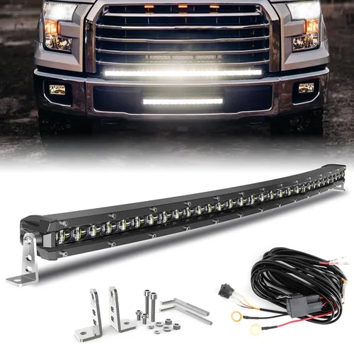 Miniatura 11 de BraveWAY Barra de Luz LED Curva de 38 Pulgadas, Fila Única, para Iluminación Todo Terreno, Luz de Conducción, Combo de Haz Focal y de Amplio Rango