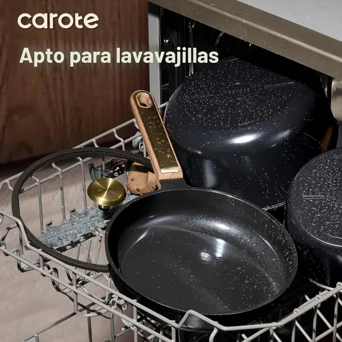 Miniatura 7 de CAROTE Juego de utensilios de cocina de cerámica antiadherente, 16 ollas y sartenes antiadherentes, no tóxico y sin PFAS, lavavajillas, juego