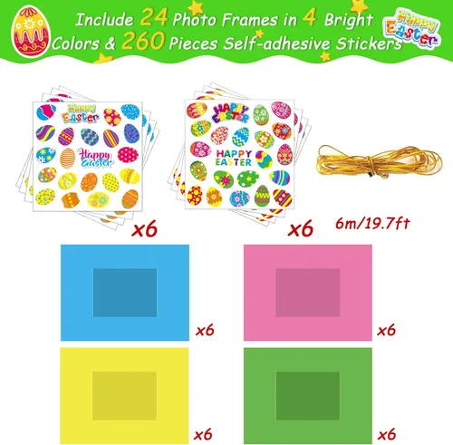 Miniatura 2 de chiazllta Paquete de 24 kits de manualidades de Pascua para niños, marco de fotos, manualidades, primavera, Pascua, actividades artísticas, hogar