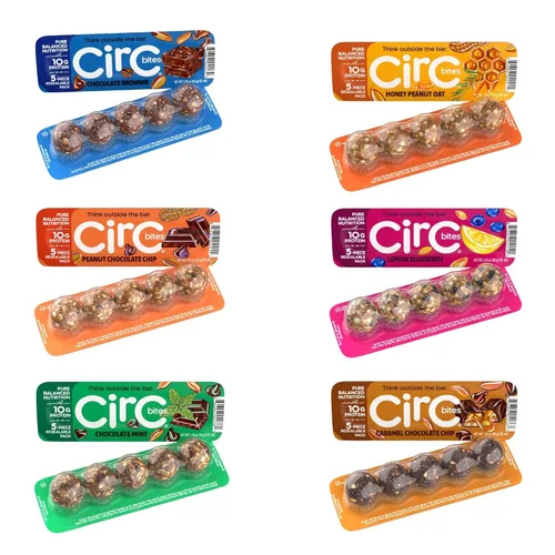 CirC Protein Energy Bites - Paquete variado de bolas de proteína sin gluten, 0.35 onzas de proteína, snack de barra saludable para adultos y niños,
