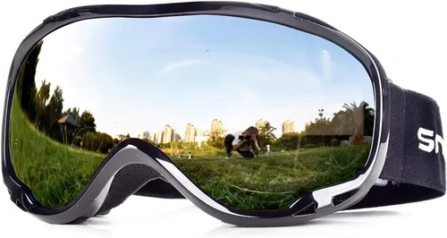 Miniatura 14 de Gafas de esquí para esquí, snowboard, motos de nieve para hombres, mujeres y adultos, antivaho 100% protección UV A2-marco blanco brillante/lente