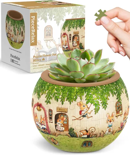 Miniatura 11 de PieceRelax Rompecabezas 3D Maceta 80 Piezas - Abundancia de Otoño, Macetas de Flores de Decoración del Hogar para Cactus de Interior, Macetas