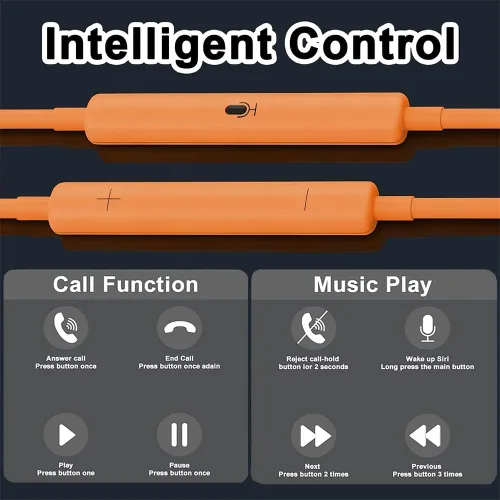 Miniatura 4 de Paquete de 2 auriculares USB C para iPhone 17 16 15 Pro Max, auriculares tipo C con micrófono y control de volumen, auriculares USB C con cable