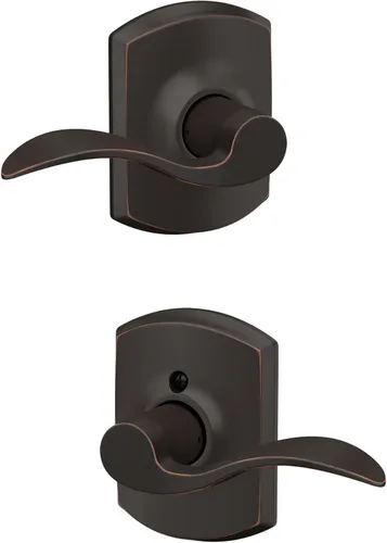 Miniatura 99 de SCHLAGE - Manija de puerta Accent con cerradura de paso libre para pasillo y armario en bronce antiguo - F10 ACC 716 Bronce Envejecido