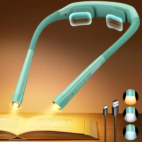 Miniatura 11 de Glocusent Luces de lectura ergonómicas para libros en la cama, luz recargable de 1600 mAh, 100 horas, 3 colores y 5 brillo, luz de cuello con Gris