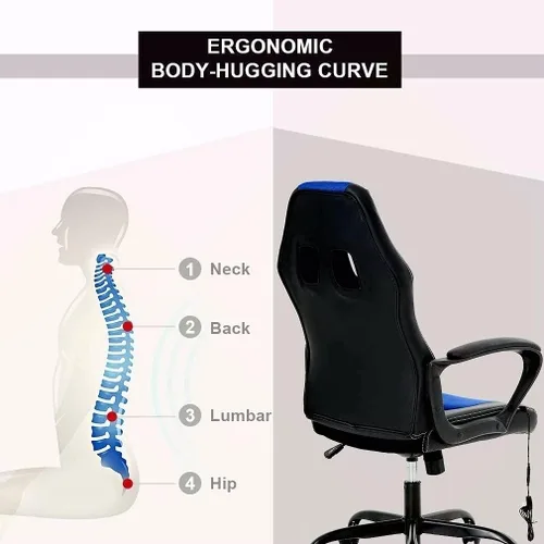 Miniatura 4 de HHS Silla reclinable de oficina para adultos, respaldo alto, de cuero, escritorio, juegos, carreras, ejecutiva, ergonómica, ajustable, giratoria