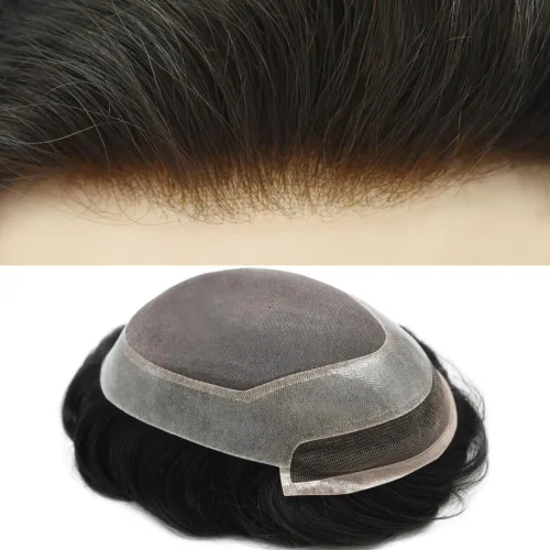 Toupee para hombre 100% europeo, extensiones de cabello humano francés con encaje frontal, monofilamento, pieza de pelo para hombres protesis