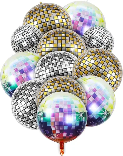 16 globos de bola de discoteca, decoraciones de bola de discoteca, globos de cumpleaños coloridos para decoraciones de fiesta de los años 50, 70,