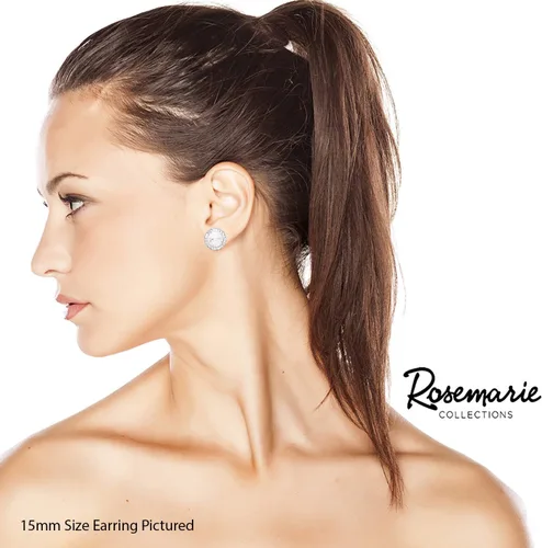Miniatura 2 de Rosemarie & Jubalee Women's Timeless Classic Statement Hypoallergenic Post Back Halo Earrings Made With Premium Crystals