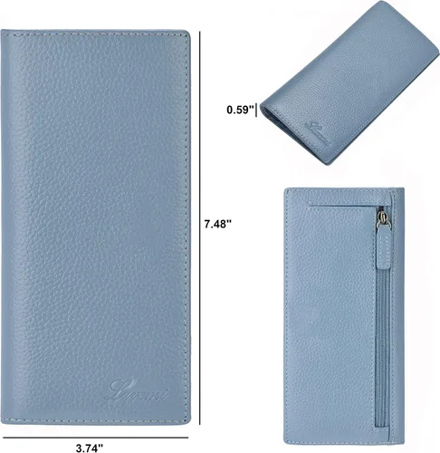 Miniatura 4 de Lavemi Carteras de cuero ultrafinas con bloqueo RFID para tarjetas de crédito plegables para mujeres