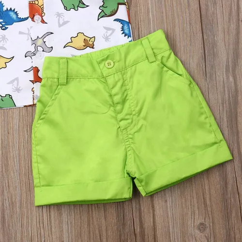 Miniatura 60 de Conjunto de camisa de manga corta con botones y pantalones cortos casuales con diseño de flamingo, para bebés y niños de 1 a 6 años, atuendos