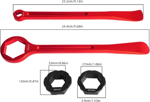 Miniatura 2 de Juego de llaves universales para neumáticos de motocicleta de 10 mm/0,39" 12 mm/0,47" 22 mm/0,87" 27 mm/1,06" 32 mm/1,26" con palancas de reparación