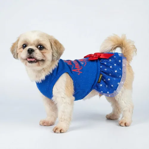 Miniatura 5 de Fitwarm All American Girl Vestido para Perros - Vestido Patriótico de Tul para Perros Pequeños, Azul Real, Rojo, Blanco, XXS