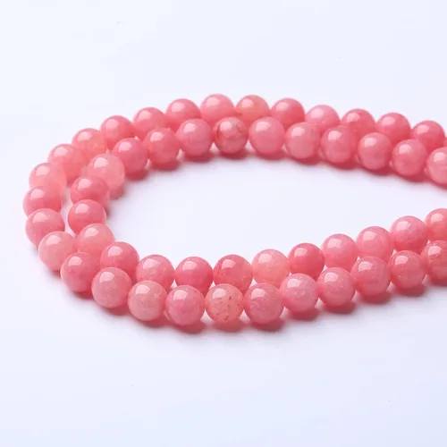 Miniatura 4 de 60 piezas de cuentas de jade rosa natural de 6 mm, cuentas redondas de rodocrosita calcedonia para hacer joyas, pulseras de bricolaje, piedra