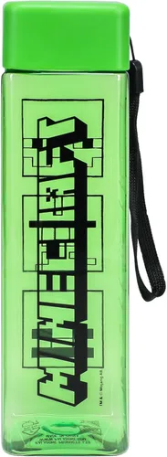 Miniatura 2 de Minecraft - Botella de agua cuadrada de plástico de viaje con correa para la muñeca 16.9 fl oz (17 fl oz)