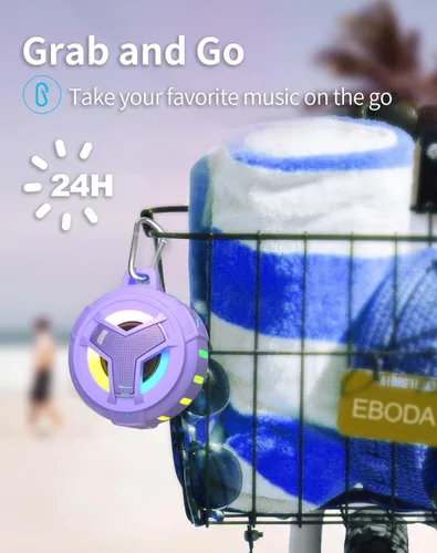 Miniatura 2 de EBODA Altavoz Bluetooth para ducha, altavoces inalámbricos portátiles impermeables IP67 pequeños, flotantes, tiempo de reproducción de 24H