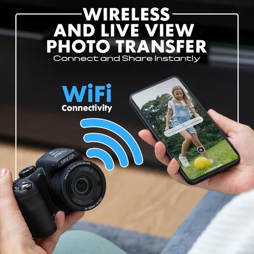 Miniatura 4 de Minolta ProShot - Cámara de 20MP - Lente de zoom óptico de 26x, video HD de 1080p, WiFi, pantalla LCD de 3 pulgadas, estabilización de imagen, Negro