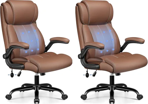 Miniatura 12 de BESTFAIR Silla de Oficina Ergonómica - Silla de Escritorio para Computadora, Sillas Ejecutivas de Cuero con Respaldo Alto, Soporte Lumbar Ajustable