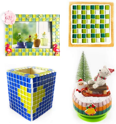 Miniatura 5 de PINUO&KE Mosaico cuadrado de cerámica para manualidades, 200 unidades / 7.05 oz / 7.05 oz / 7.05 oz / 7.05 oz, piezas de vidrieras coloridas