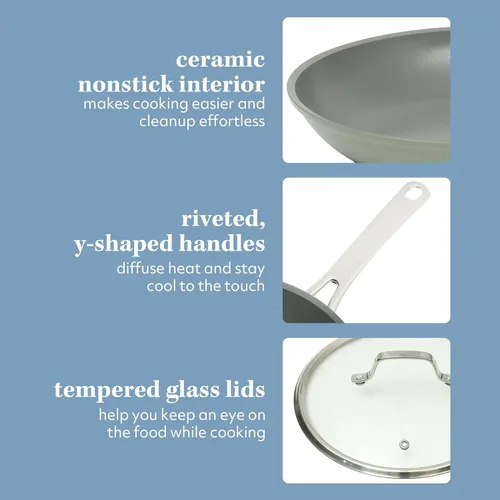 Miniatura 5 de Sur La Table Kitchen Essentials Cool Commune - Juego de ollas y sartenes de aluminio forjado duradero anodizado duro de 10 piezas, libre de PFA
