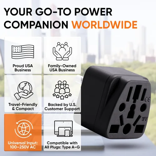 Miniatura 7 de Unidapt Adaptador de enchufe de viaje de EE. UU., UE, AU, Reino Unido, NZ, CN a Estados Unidos (tipo B), enchufe de pared de 3 clavijas con conexión