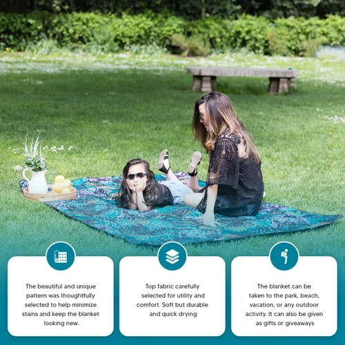 Miniatura 3 de RawRock Manta de picnic portátil para exteriores, grande para 6 adultos y resistente al agua, práctica bolsa para playa, campamento en la hierba, a