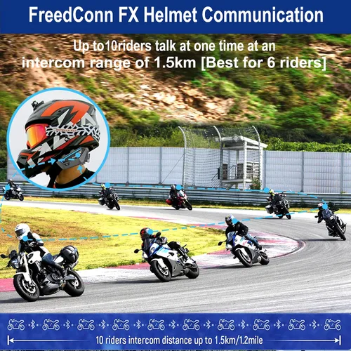 Miniatura 2 de FreedConn FX 10 Riders - Auriculares Bluetooth para motocicleta con intercambio de música, intercomunicador Bluetooth con cancelación de ruido/radio