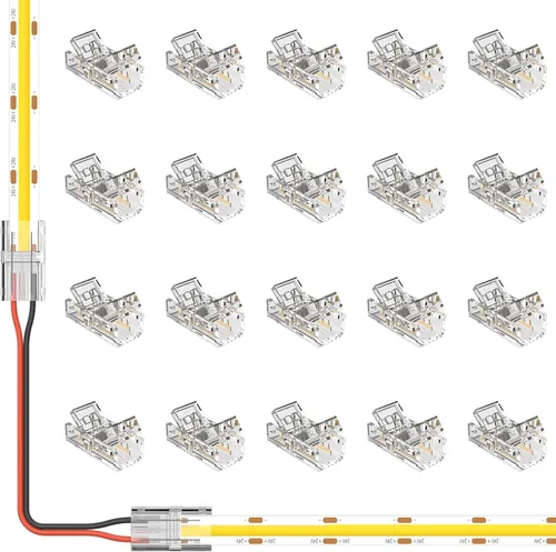Miniatura 8 de MIWISE Kit de conectores de 8mm para tira de luces LED COB de 2 pines, 12 piezas de conectores sin espacio en forma de L/esquina, conectores