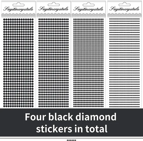 Miniatura 3 de 3090 unidades, 4 hojas de pegatinas de diamantes de imitación, autoadhesivas, de 3/4/5/6 mm, piedras preciosas de fibras acrílicas