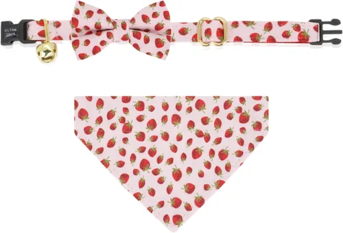 Miniatura 15 de Ultra Joys Collar de gato con campanas - Separable para gatitos y gatos - Estampado a cuadros naranja pequeño Solo cuello a cuadros