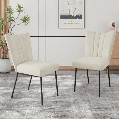 Miniatura 14 de ZckyCine Silla de comedor de piel sintética, silla de sala de estar, moderna silla auxiliar sin brazos de cocina con patas de metal