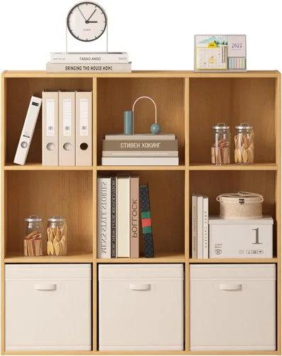 Miniatura 27 de Organizador de almacenamiento de 12 cubos, estantes de madera con panel trasero cerrado, estantería reversible, organizador de armario de cubos