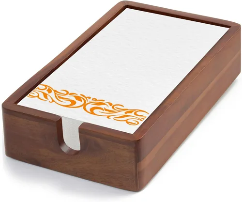 Miniatura 10 de Servilletero de papel de cóctel de acacia cuadrado de 5.4 x 5.4 pulgadas, bandeja de servilletas plana de madera, servilleta de cóctel