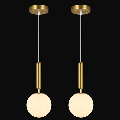 Lámpara Colgante Moderna Accesorio de Iluminación Colgante para Isla de Cocina Luces Colgantes Doradas de Mediados de Siglo con Globo de Vidrio Oro