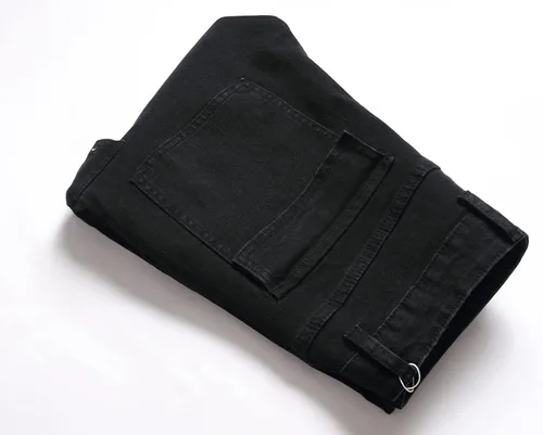 Miniatura 6 de JUNBAOSS Jeans ajustados para hombre, elásticos, rasgados, ajustados, para hombre, pierna recta, cómodos, con cintura flexible, pantalones casuales