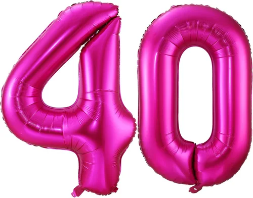 Miniatura 21 de Globo de cumpleaños de 40 pulgadas de color rosa intenso con el número 0, globos grandes de Mylar para fiesta de cumpleaños, aniversario, festival