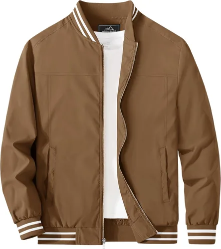Miniatura 21 de MAGCOMSEN Chaqueta bomber para hombre, ligera, cortavientos, con cremallera, resistente al viento, casual, primavera, otoño, abrigo para golf