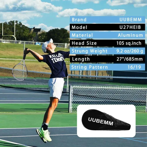 Miniatura 2 de UUBEMM Raquetas de tenis para 2 jugadores recreativas para adultos, raquetas de tenis ligeras para entrenamiento de estudiantes principiantes, juego