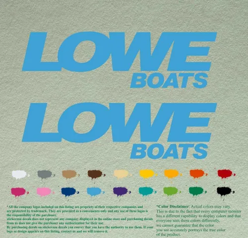 Miniatura 2 de Par de calcomanías de vinilo de repuesto compatibles con Lowe Boats, motor fuera de borda, juego de 2 (12 pulgadas, negro 070)