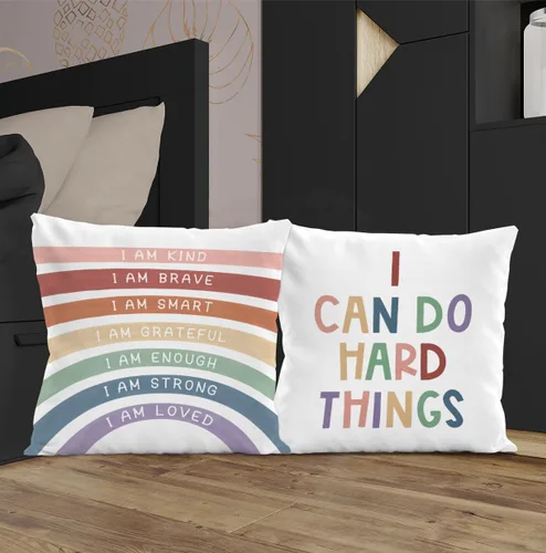 Miniatura 5 de Juego de 2 fundas de almohada con texto en inglés "I Am para el aula, 18 x 18 pulgadas
